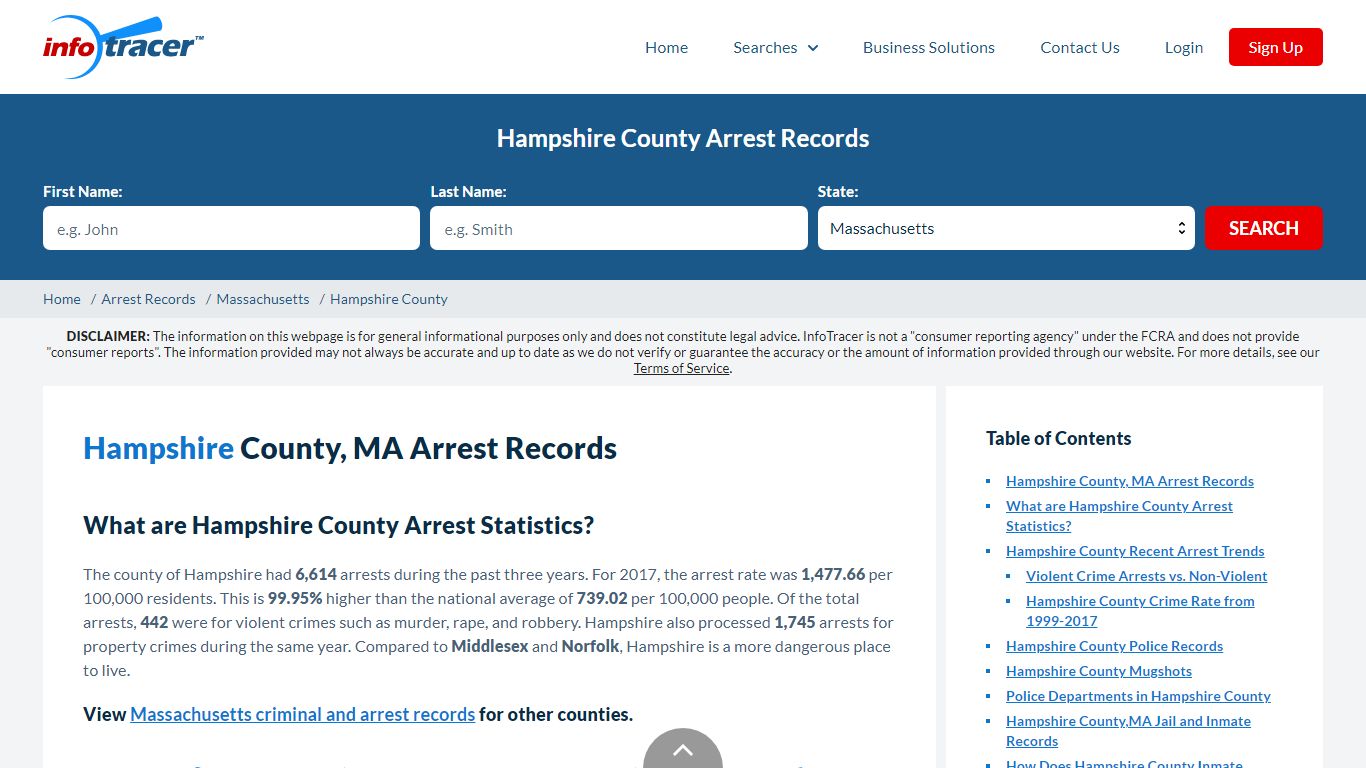 Hampshire County, MA Arrests, Mugshots & Jail Records - InfoTracer