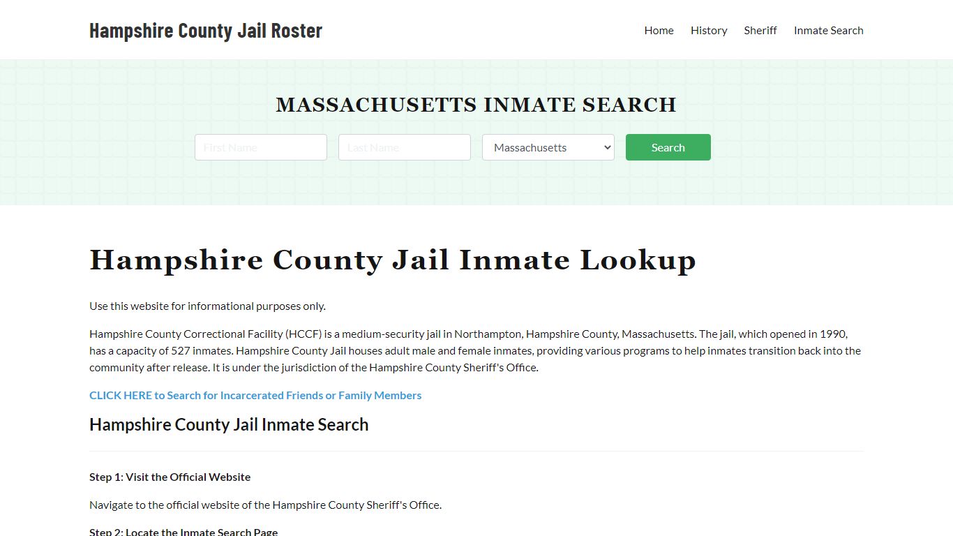 Hampshire County Jail Roster Lookup, MA, Inmate Search